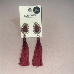 Ever New Maroon Tassel Earrings
